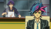 Yusaku and Kusanagi disccussing