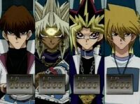 Yami Yugi in Duel with , , and .