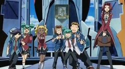 The  Duel Academy lower level and female upper level uniforms.