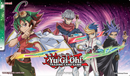 Yu-Gi-Oh! ARC-V era: Yuya Sakaki, Declan Akaba, Yugo, & Yuto