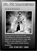 An example of an Xyz Monster Card. This is "Number 22: Zombiestein", from Yu-Gi-Oh! ZEXAL.