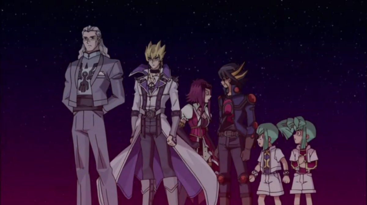 It's so weird how 5DS season 2 had Yusei trying to figure out a new strategy without using Synchro Summoning (He even had nightmares about the Maklords). Then in ep 102, he