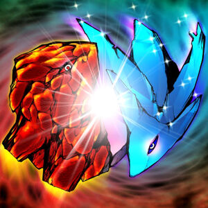 "Burning Beast" and "Freezing Beast" uniting, as seen in "Combination Attack".