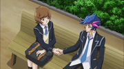 Skye and Yusaku shake hands