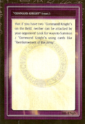 An example of the Series 4 layout on Tip Cards. This is ""Command Knight"" (back), from Dark Beginning 2.