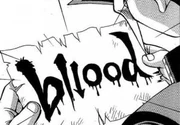 Yugi finds the sheet of paper, reading "bllood".