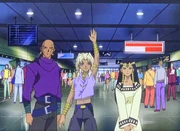 Marik begrüßt Yugi, Joey, Tea und Tristan am Flughafen in Kairo
