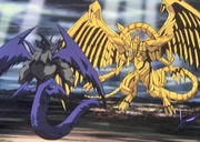 Bakuras Diabound verliert gegen Der geflügelte Drache von Ra: durch Yami Bakuras Sanduhr-Joker macht er die Zeit rückgängig und verhindert, dass der Pharao Ra rufen kann