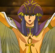 Seto in neuer Kleidung im Kampf gegen Atem in einer Darstellung von Ishizus Millenniumskette