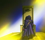 Aus der Distanz kontrolliert Marik Bandit Keith, um Yugi sein Millenniumspuzzle abzunehmen