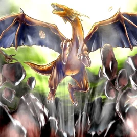 Foto el batir de alas del dragón gigante