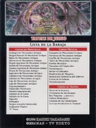 Lista de Cartas Baraja de Estructura Reactor de las Máquinas