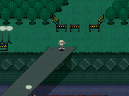 The bridge to the park area.