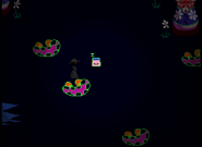 Saikoro-kun asleep and an insane Shadow Lady as seen from The Monsters Jaw