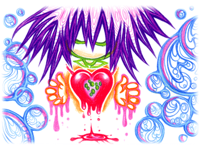 #9 - "heart256", by ぁもゆ - After looking at the fourth book from Urotsuki's left on the second bookcase down and the second bookcase left in the Library