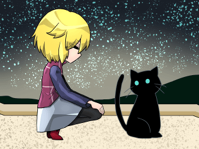 #274 - "Stargazing Rooftop and the Cat", by 投棄性 - Interact with the cat in the rooftops of Techno Condominium