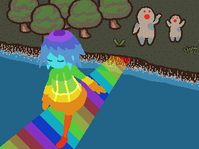 #146 - "Rainbow Bridge", by kmn - When you use the Teru Teru Bōzu and Rainbow effects to make a bridge at the Tribe Settlement