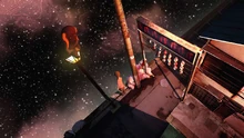 Madotsuki staring at the sky near a Train Passenger and the KALIMBA TV Channel