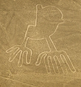 A Nazca line drawing resembling a pair of hands.