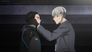 Viktor clogs the ears of Yuuri