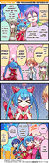 Miku and Emu rub each other's cheeks