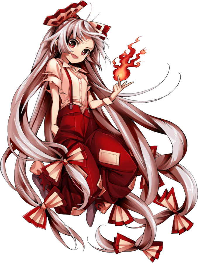 fujiwara no mokou and dante (touhou and 1 more) drawn by shown