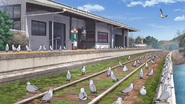 Nadeshiko, Rin watch the gulls at Hamanako-Sakume Station