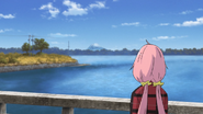 A Night on the Lake Shore and Campers (Season 1, Episode 7), Nadeshiko admires Mount Fuji from the bridge