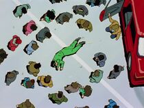 Yusuke's body in the street.
