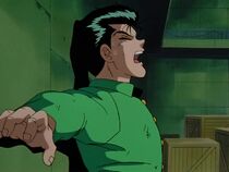 Yusuke is still no match for Hiei's speed