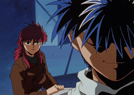 Kurama and Hiei ready to decide which side to join.