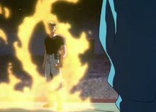 Zeru, a C class demon with a powerful fire aura.