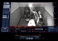 Mack and Addy realizing they're standing in a waterboarding room in the CIA Black Site