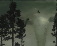 A zombie is ejected from the Z-nado