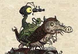 Buchling reitet auf einem Tier