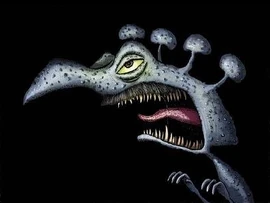 Nachtigaller während seines Unterrichts als Tyrannosaurus Rex