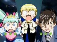 Kiyo and Penny confused at Byonko's ambush. Not Zatch, though.