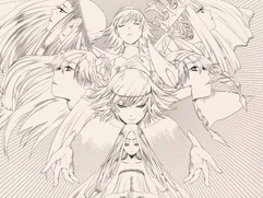 The final shot of , depicting the main cast of the . From left to right, top to bottom : , , , , , , and .
