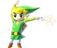 Artwork de Link usando la batuta de The Wind Waker HD.