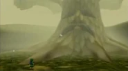 Link frente al Gran Árbol Deku en Ocarina of Time.