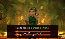 Link tocando Canción de Saria OoT