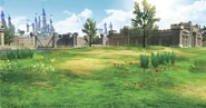 Concept Design of Hyrule Field with Hyrule Castle in the background from Hyrule Warriors