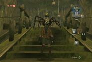 Link frente a una Skulltula en el Templo del Bosque de Twilight Pricess.