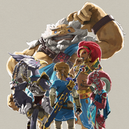 Artwork de Link y los elegidos para el DLC La Balada de los Elegidos.