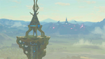 Une vue sur le Château d'Hyrule depuis la Tour du Prélude