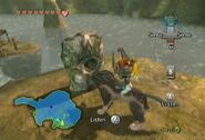 Link Lobo junto a una piedra de aullido.