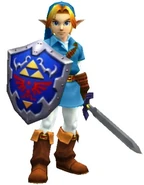 Link con el sayo zora en Ocarina of Time 3D.