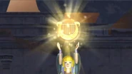 Zelda holding the Goddess's Harp in The Legend of Zelda: Skyward Sword