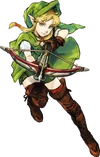 Concept art of Linkle wielding a single crossbow from Hyrule Warriors