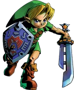 Artwork of Link wielding the Razor Sword & Hero's Shield from Majora's Mask